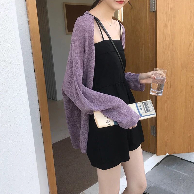 大码天丝亚麻冰丝女针织防晒开衫夏季薄款空调衫披肩外搭外套罩衫