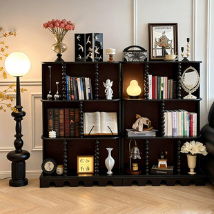 法式复古书房书架珍珠柜自由组合中古风美式落地柜边柜客厅书柜