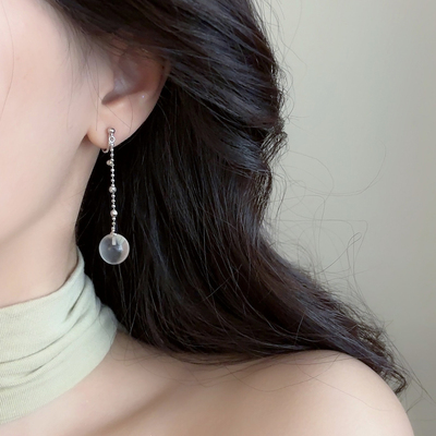 「白水晶」新中式流苏耳夹女无耳洞耳饰新款轻奢简约独特长款耳环