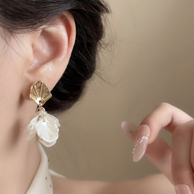 「海贝风铃」流苏仿贝母蚊香盘耳夹女无耳洞耳饰新款复古爆款耳环