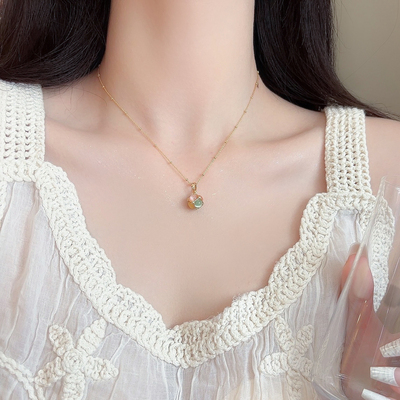 「彩云间」油画感猫眼石项链女轻奢小众耳夹高级感气质毛衣锁骨链