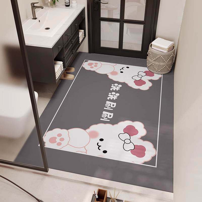 卡通浴室干区地垫满铺硅藻泥卫生间防滑脚垫洗手间大尺寸吸水地毯
