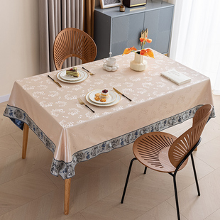 新款轻奢餐桌布防水防油免洗高级感桌布新中式长方形茶几台布加厚