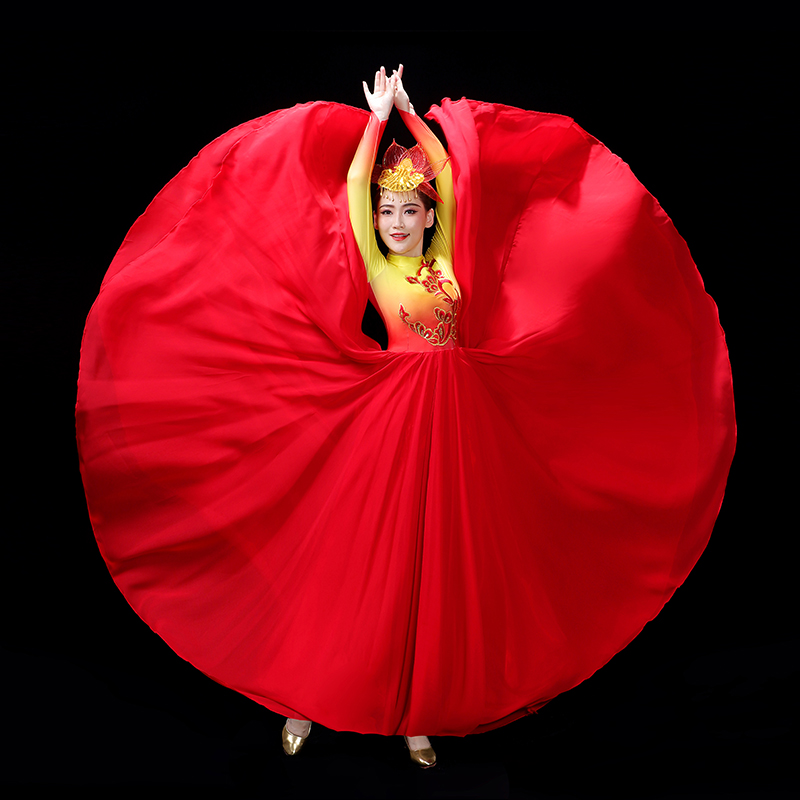 灯火里的中国演出服开场舞大摆裙