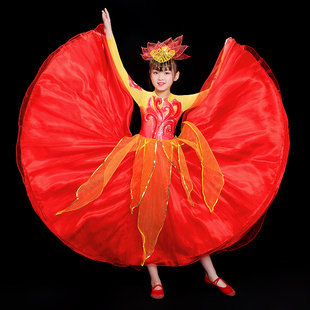 学生大气开场舞大摆裙女童舞蹈服装儿童演出服饰六一现代歌伴舞服