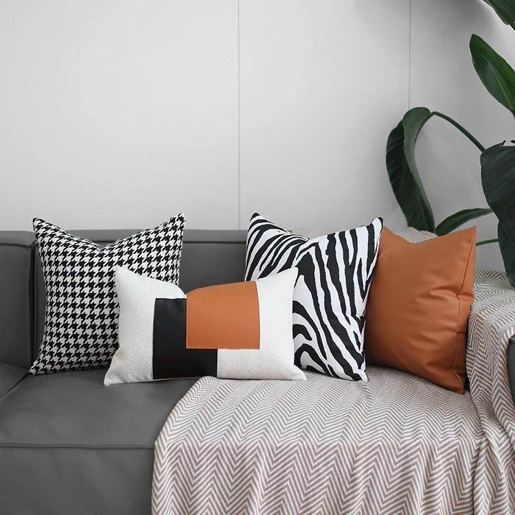 现代轻奢橙色沙发抱枕靠垫套不含芯45x45x50客厅感千鸟格,居家布艺,抱枕被,淘宝优惠券,粉丝福利购,淘宝优惠卷