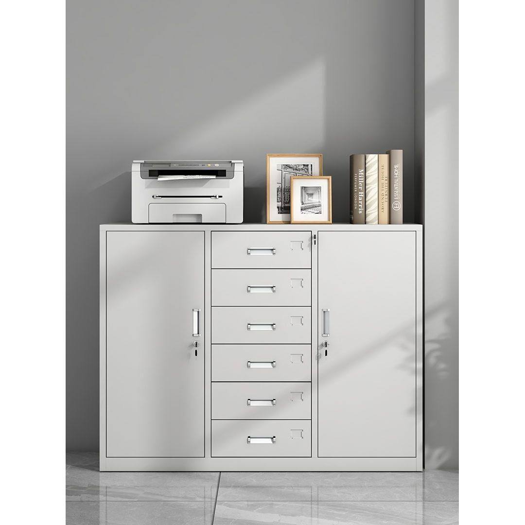 中六斗办公室矮柜桌边柜会计专用钢制多斗文件柜多层抽屉收纳柜子