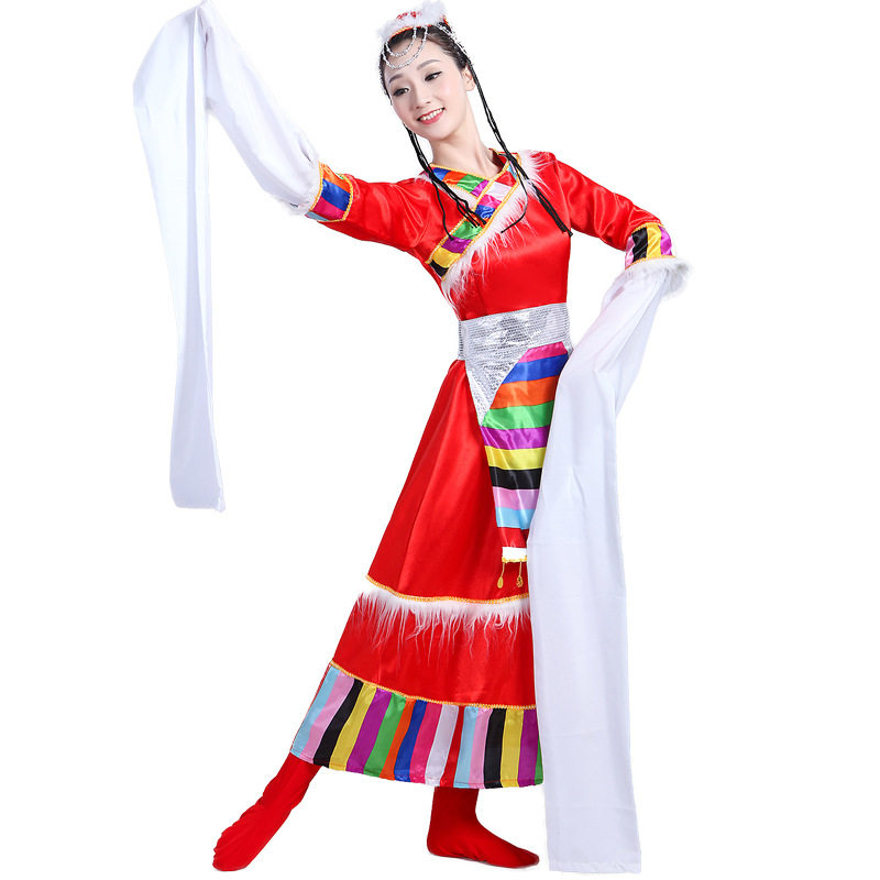 藏族舞蹈演出服装女少数