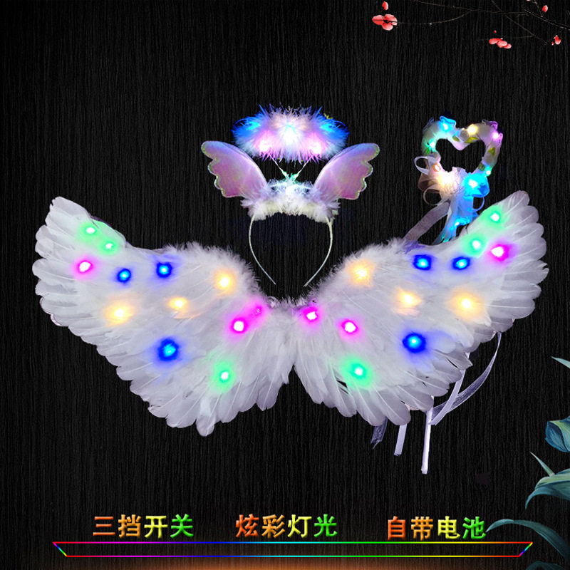 LED白色发光天使羽毛翅膀