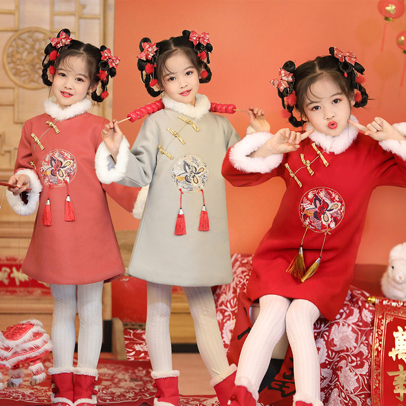 儿童旗袍新年中国风女宝