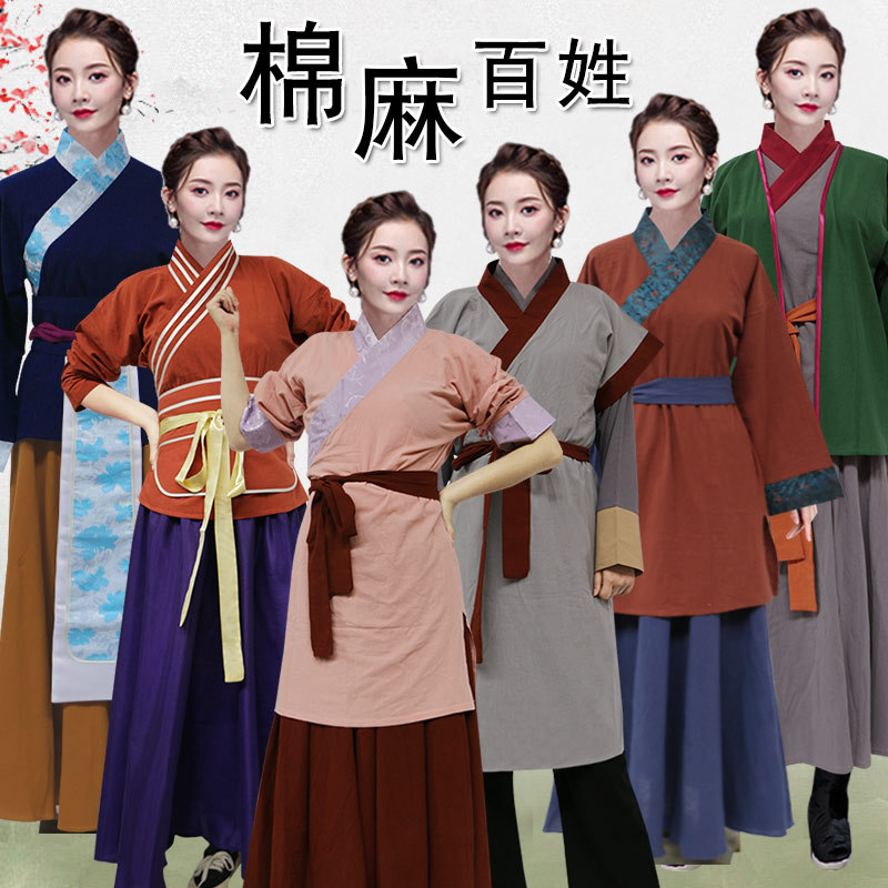古装女古代平民百姓村姑路人丫鬟下人孙二娘戏服酒楼小二演出服装