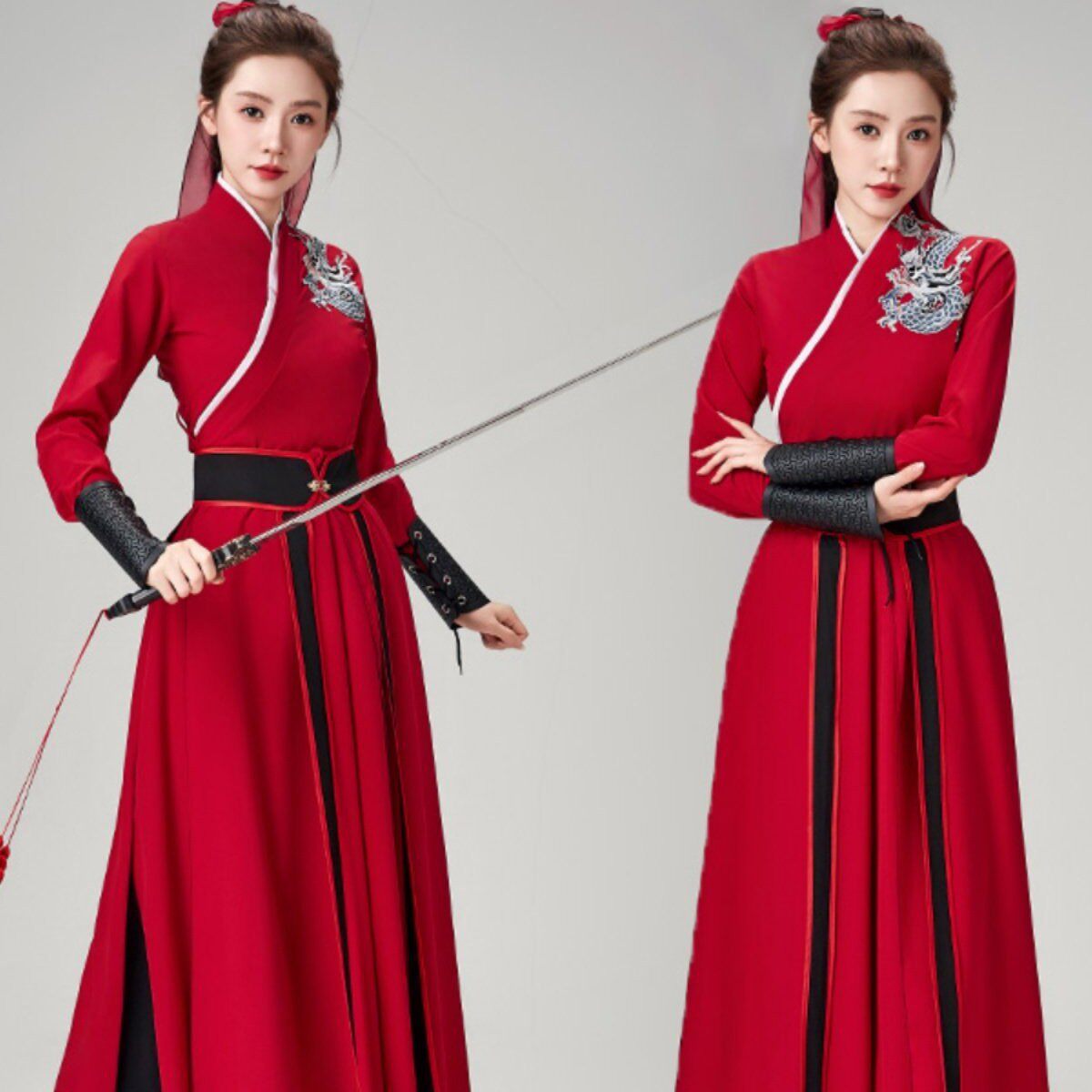 雪龙吟古典舞蹈演出服扇子舞太极剑艺考表演服侠客风打鼓练功套装