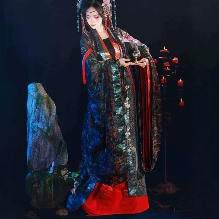 汉服女重工刺绣魏晋汉服女南北朝改良大袖衫古风写真旅拍服装