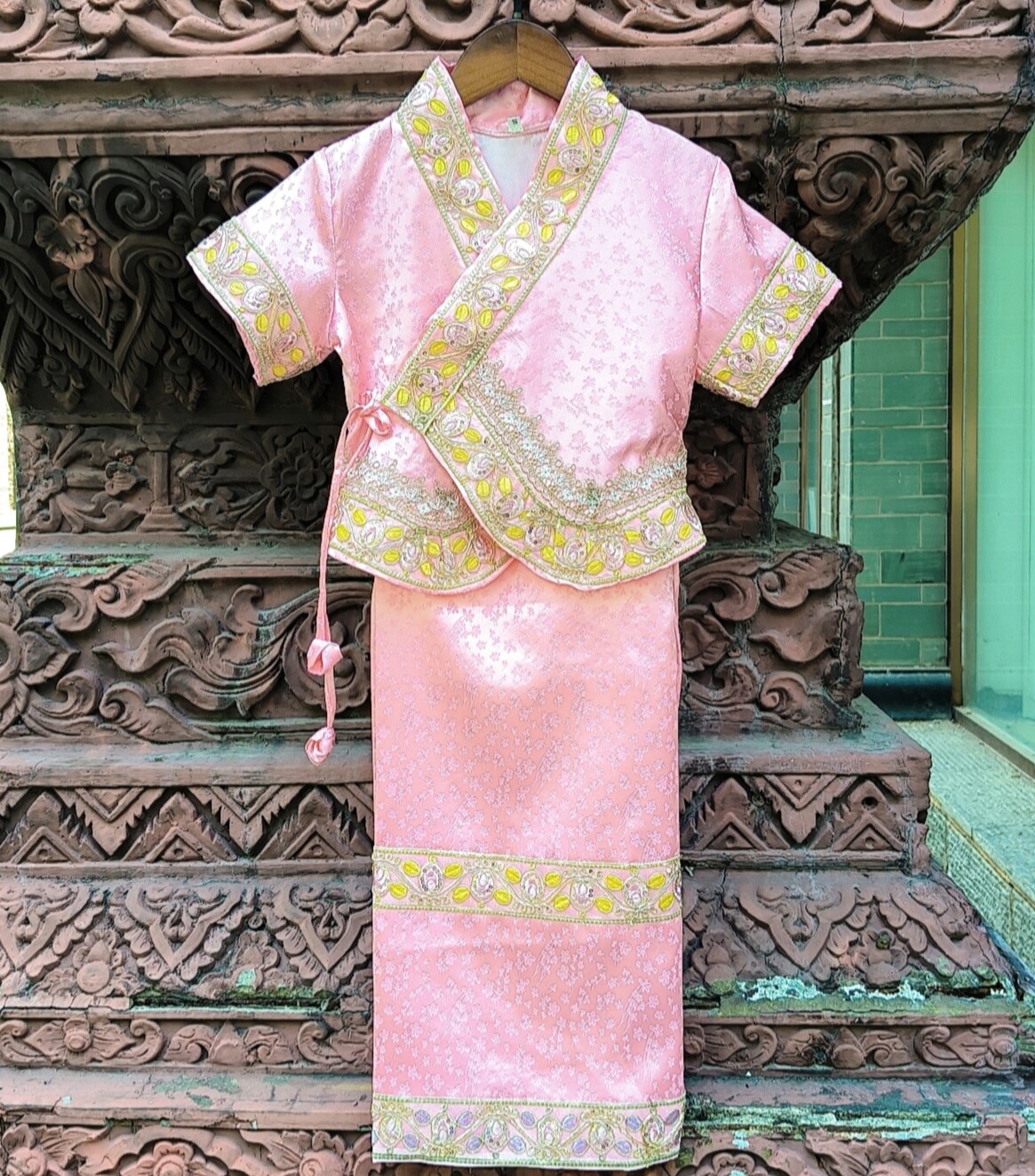 新款傣族民族服装女童套装短袖泰式儿童节表演拍照影楼旅游夏装图片