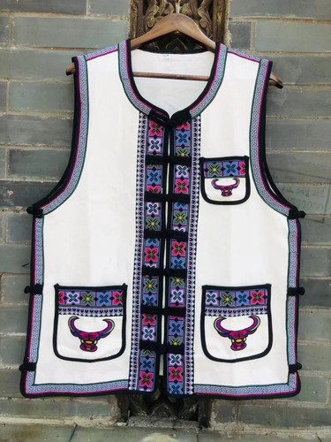 云南少数民族哈尼族马甲网红款粗布大象民族服装工作表演服坎肩