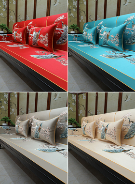 红色喜庆结婚红木沙发垫四季通用中式实木沙发坐垫防滑罗汉床垫i.