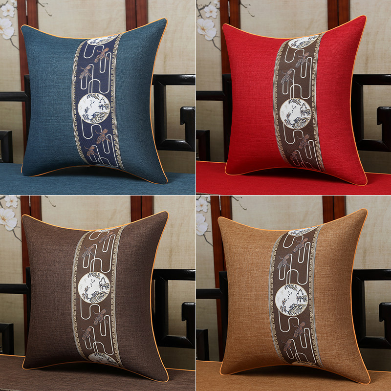 新中式抱枕红木沙发靠垫靠枕套不含芯定制古典腰枕中国风客厅靠背