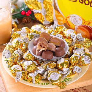 康吉金百合夹心糖果零食年货喜糖俄罗斯原装进口炼乳味奶糖巧克力