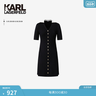 黑色针织连衣裙老佛爷223L1370 KARL LAGERFELD卡尔拉格斐2022新款