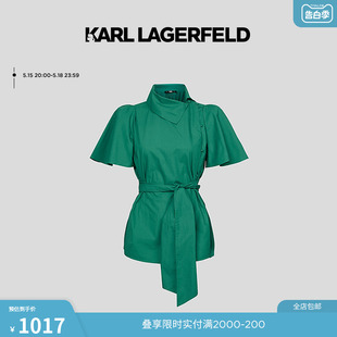 纯色T恤上衣老佛爷 设计感梭织短袖 LAGERFELD卡尔拉格斐新款 KARL