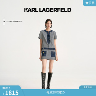 条纹牛仔连衣裙老佛爷231L1395 KARL LAGERFELD卡尔拉格斐2023夏款