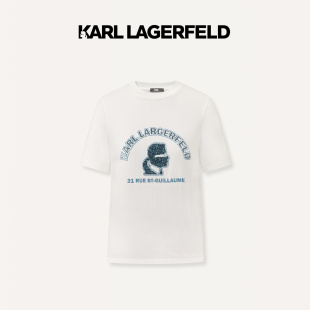 LAGERFELD卡尔拉格斐2024夏新款 KARL KARLlogo白棉T恤老佛爷男女