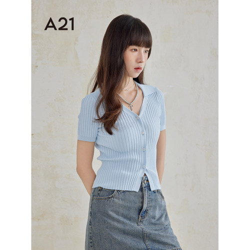A21女装修身外套夏季纯色