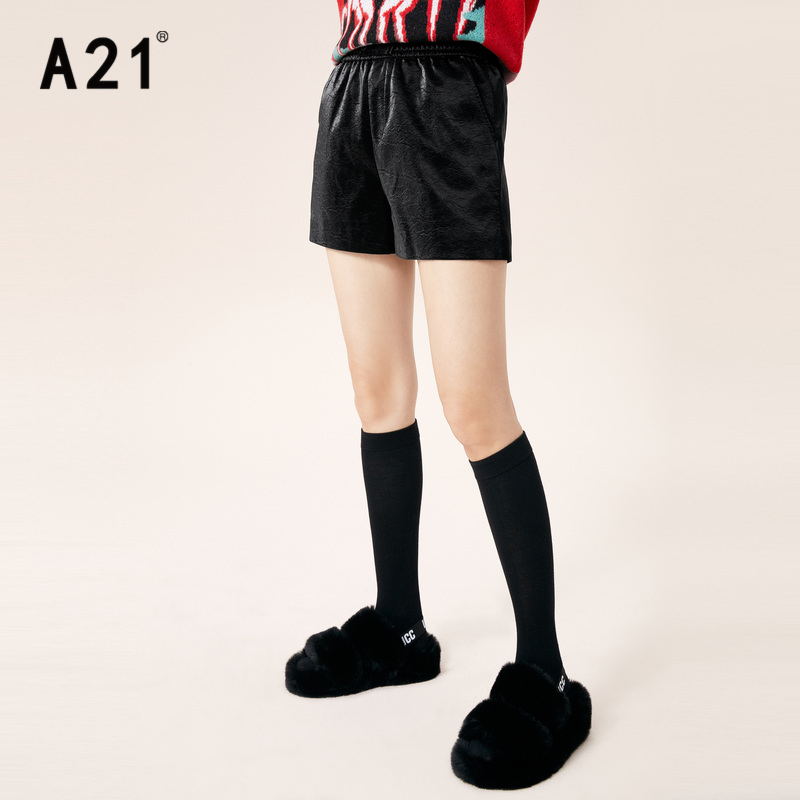 A21女休闲高腰宽松短裤小个显瘦显高裤潮酷