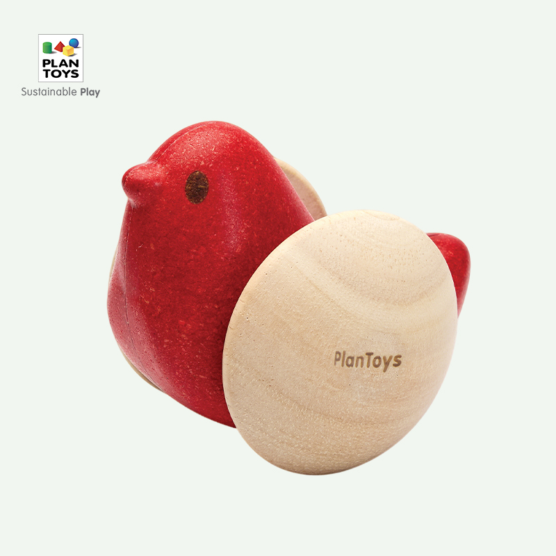 plantoys5296前进小鸟学步手推玩具0岁-1岁玩具启蒙认知爬行木玩