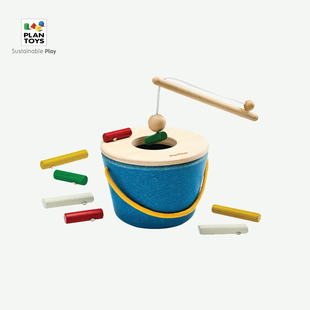 plantoys木制钓鱼桶儿童手眼协调训练玩具蒙氏早教1-3岁益智玩具