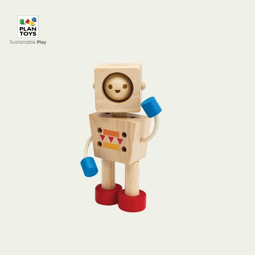 plantoys5916新式表情机器人儿童情绪益智玩具蒙氏教育早教木玩