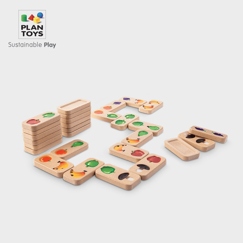 PlanToys5639果蔬多米诺记忆游戏儿童认知水果宝宝益智玩具2岁