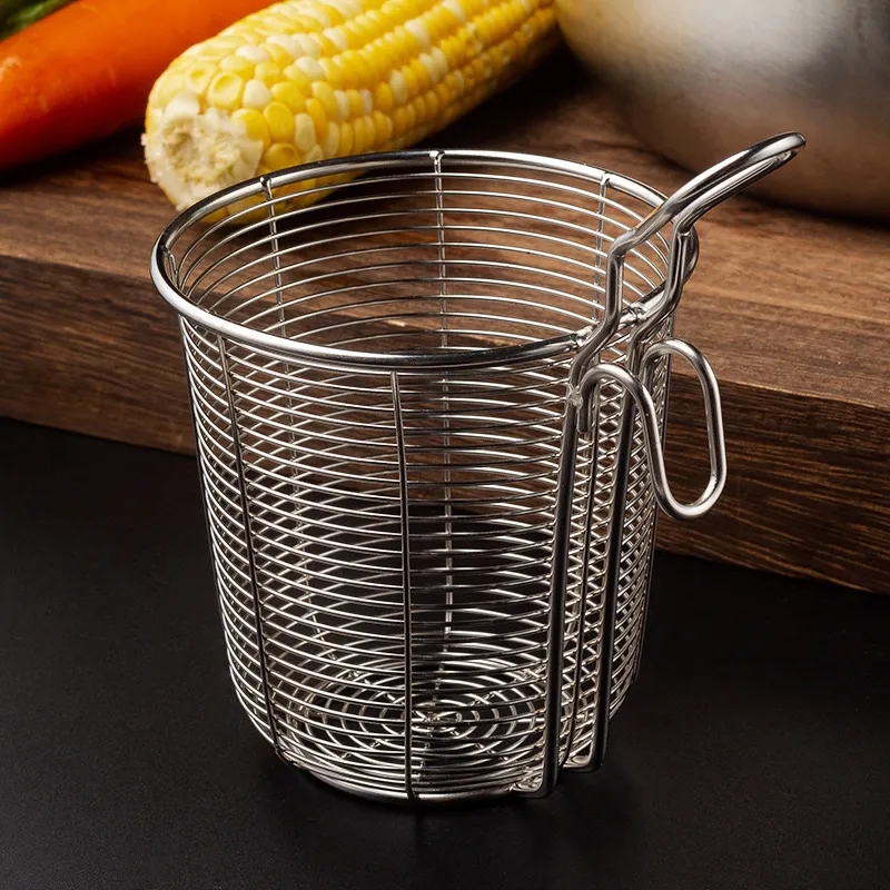 304不锈钢涮肉神器煮面漏网火锅专用过滤网捞面炸篮锅边挂漏线杯