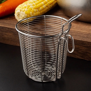 304不锈钢涮肉神器煮面漏网火锅专用过滤网捞面炸篮锅边挂漏线杯