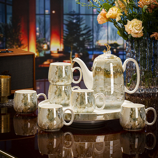 景德镇高档陶瓷水具套装家用客厅水杯杯具乔迁新居茶壶茶杯轻奢