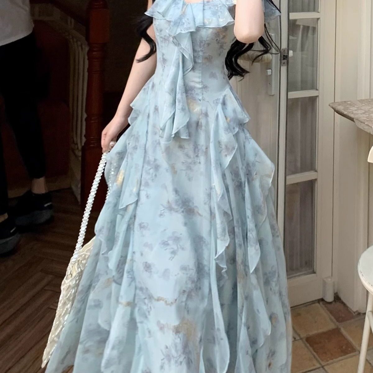 纺荷叶边洋装子女夏季2026