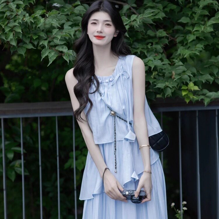 法式度假风不规则洋装女