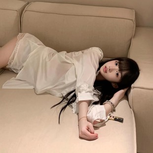 冰丝绸家居服睡裙套装 性感睡衣纯欲男友风衬衫 2025新款 女款 春夏季