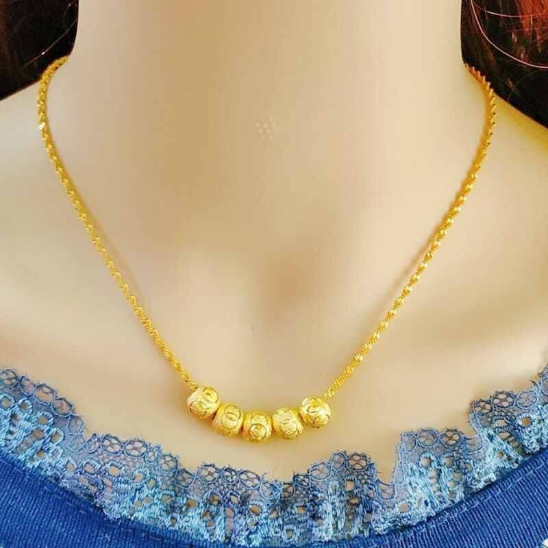 帛灵高品质金色项链女越南沙金项链吊坠首饰锁骨链女款久不褪色五