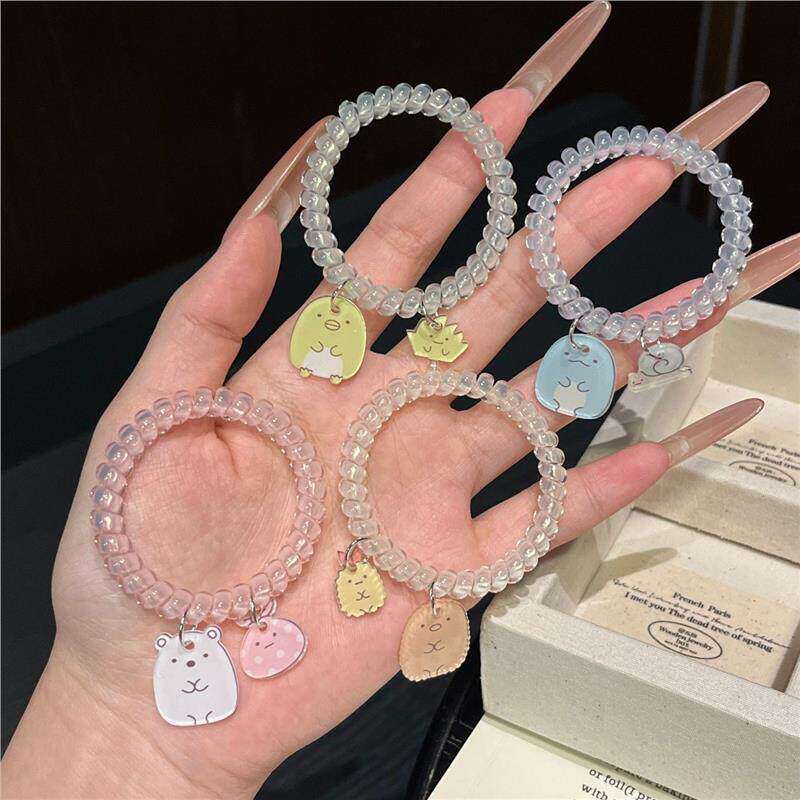 可爱卡通透明电话线发圈女高弹性少女发绳高颜值饰品扎发时尚流行