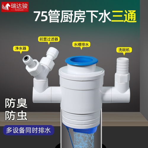 75管专用下水三通防臭密封分水器