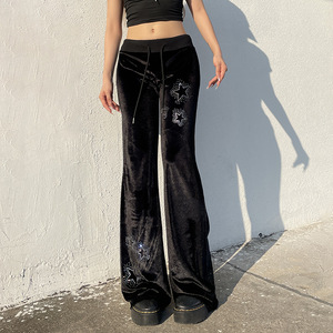 Dark style spicy girl casual pants 暗黑风系带长裤辣妹休闲裤