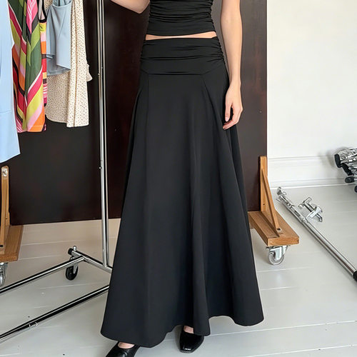 Vacation style fashionable skirt甜美风低腰大摆长裙度假半身裙