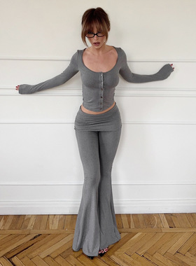 Spicy girl style casual home set辣妹风日常休闲居家两件套装女