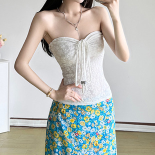 vest夏日小清新抽绳绑带性感抹胸度假风背心 style Sexy vacation