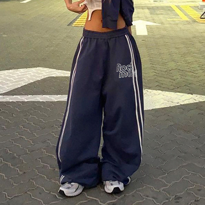 Cool girl loose casual pants酷妹织带低腰宽松基础直筒休闲裤女