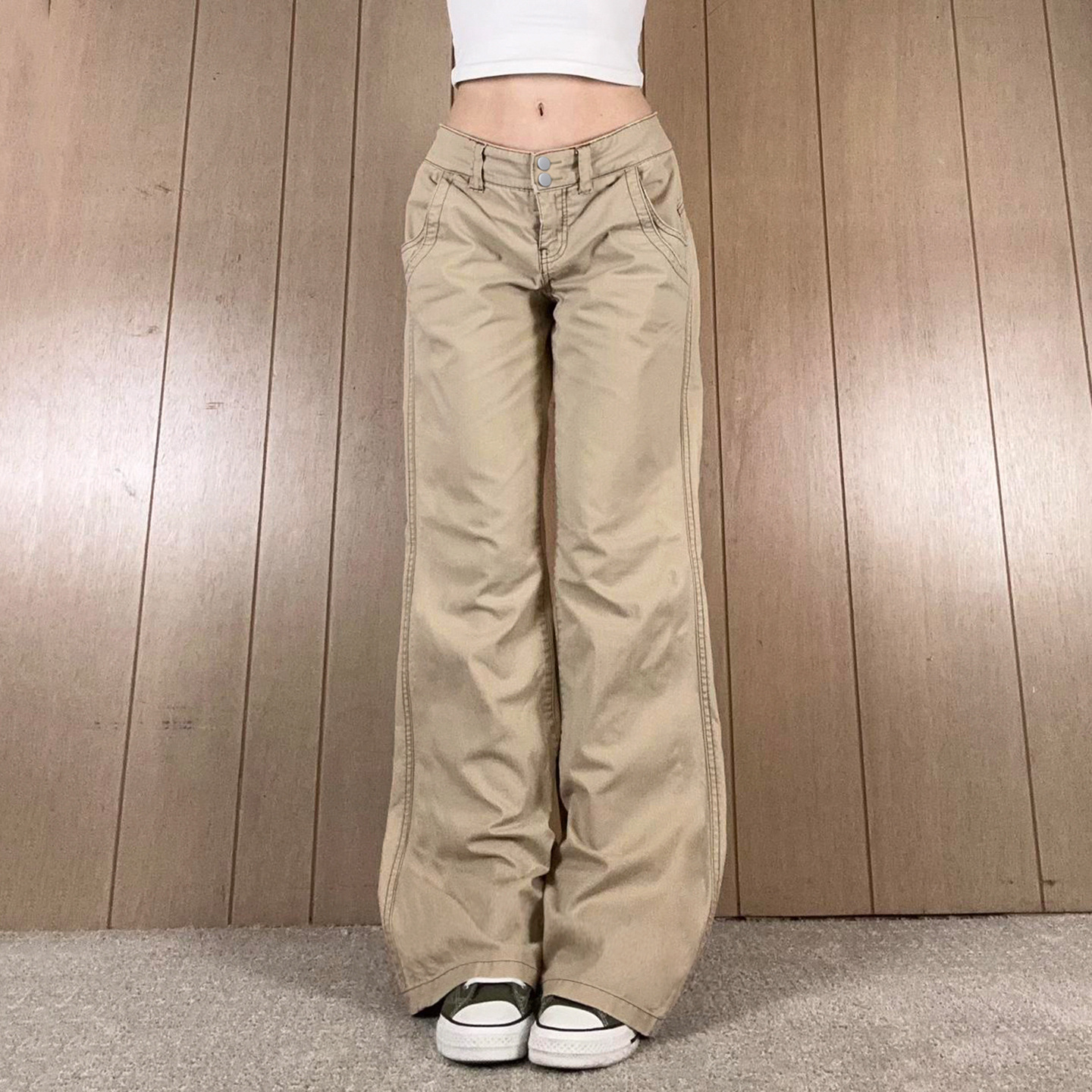 Straight leg jeans for women卡其色高腰直筒牛仔裤女宽松长裤秋