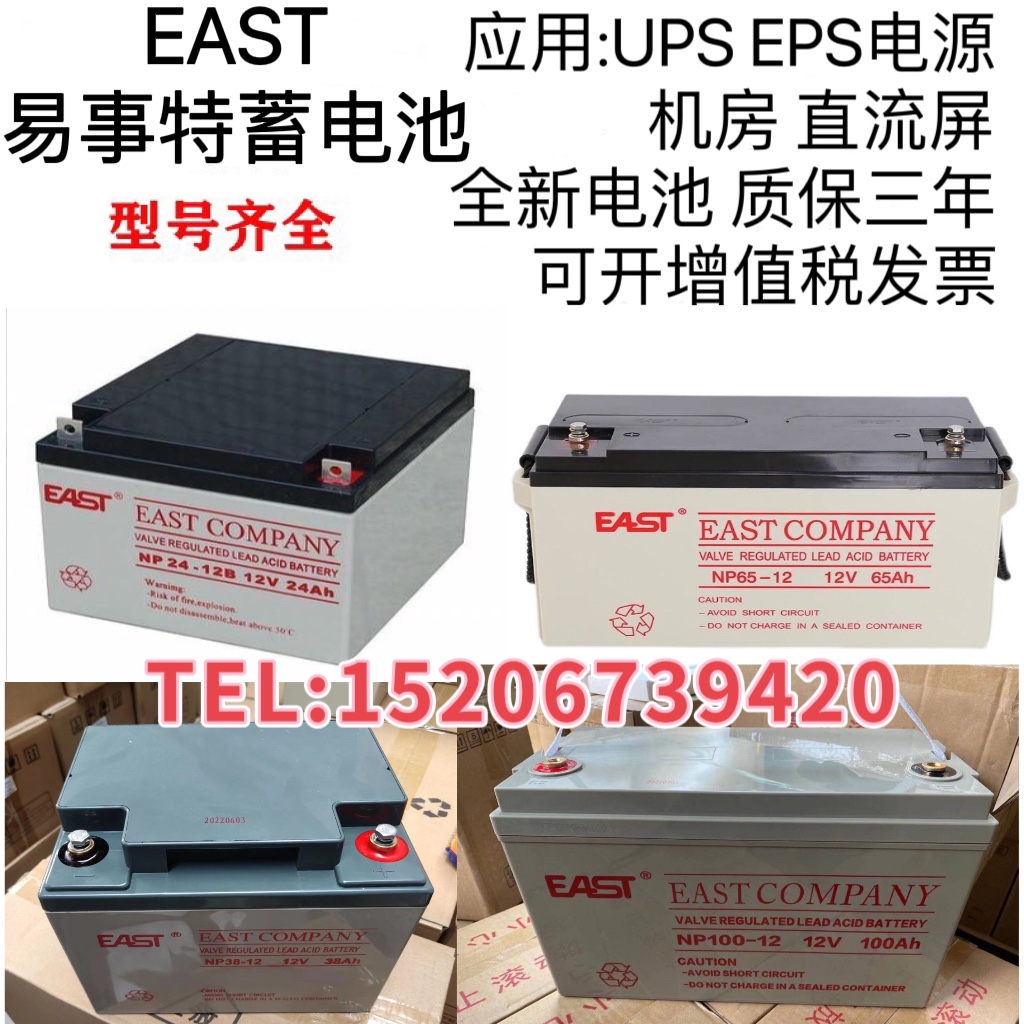 EAST蓄电池NP12V100AH65AH38AH24AH17AH7AH直流屏消防UPS用