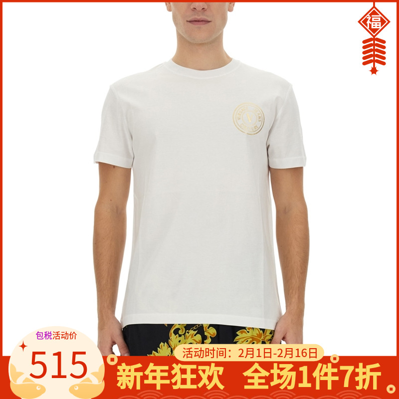 Versace/范思哲新款男装带logo标志印花修身男士休闲短袖T恤