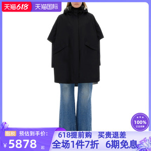 HERNO新款女士时尚休闲秋冬女装连帽斗篷羽绒服宽松外套黑色SS24